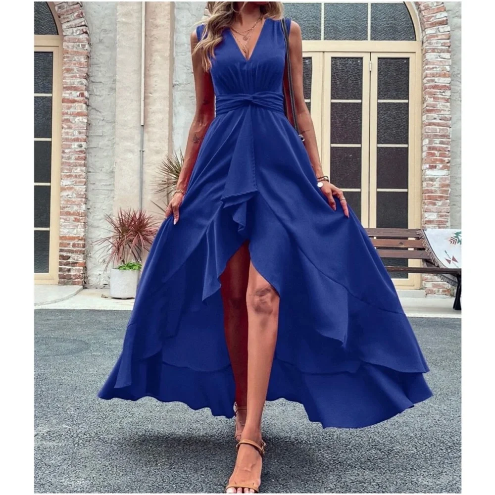 Boho Sleeveless High Low Ruffle Maxi Dress - Picture 6 of 14